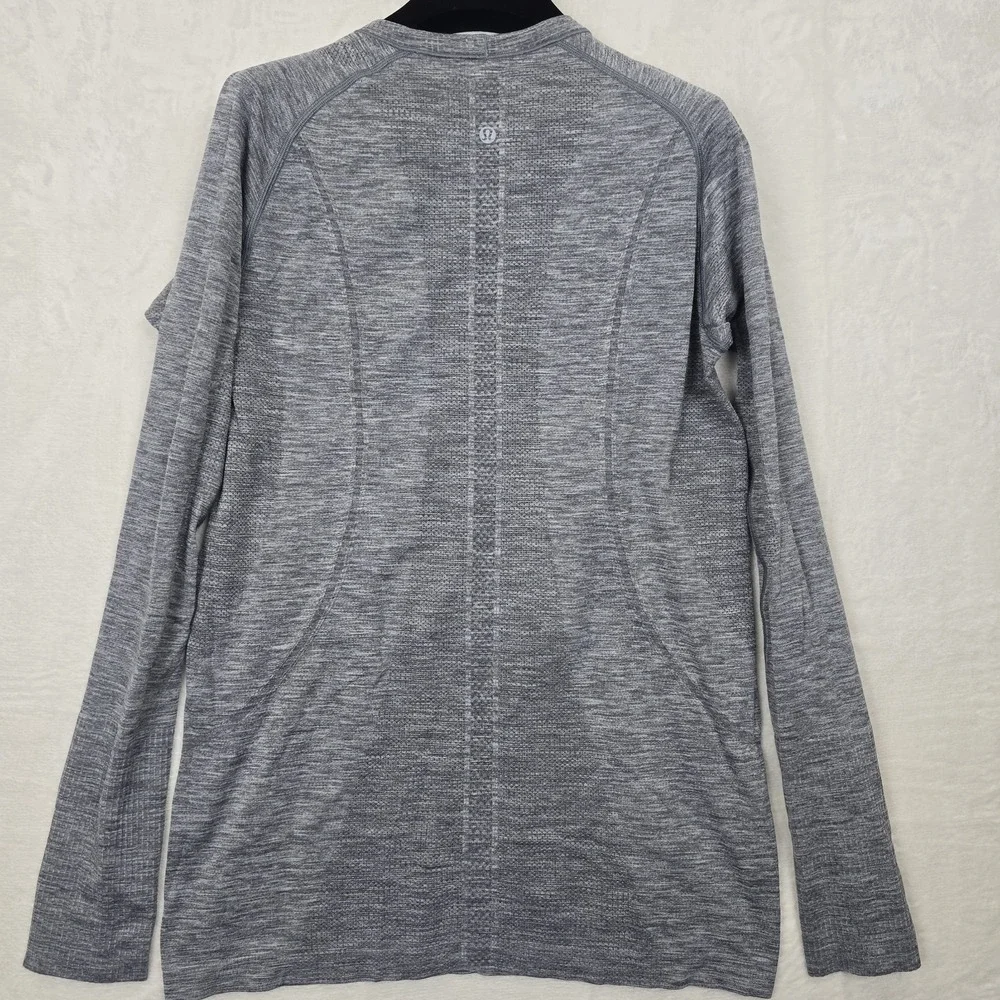 Lululemon Swiftly Tech‎ Shirt Women's Size 12 Gray Run Long Sleeve Stretch Yoga